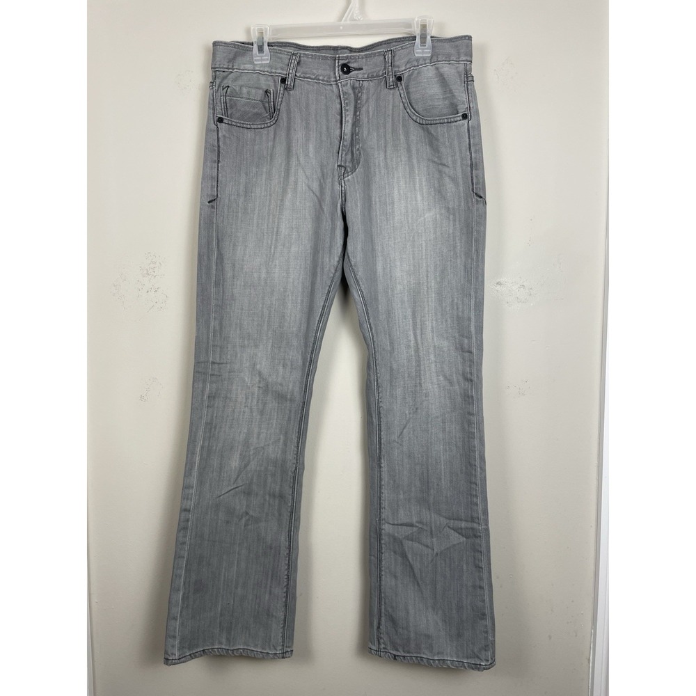 Levis 527 Boot Cut Jeans Mens 34x32(31"L) Gray Back Zip Pockets Cotton Faded - Picture 2 of 8